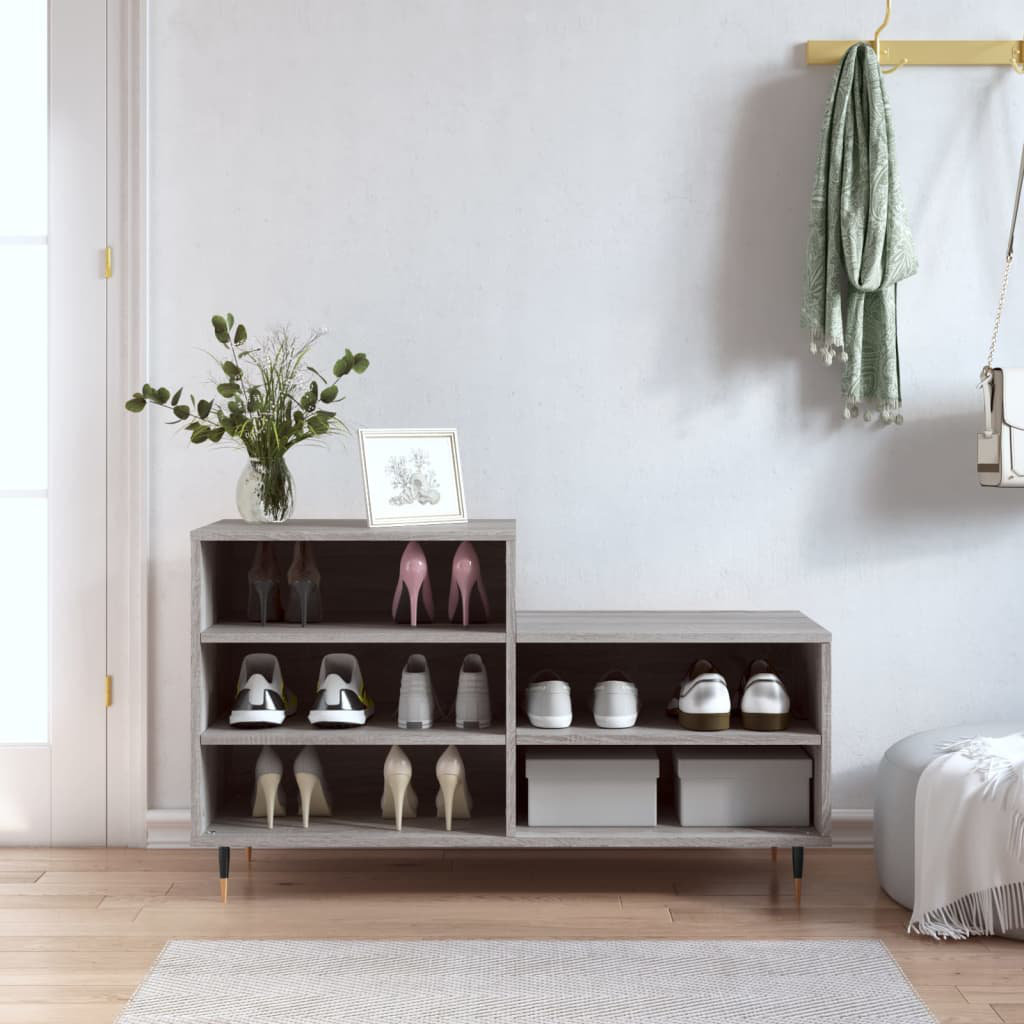vidaXL 10 Pair Shoe Storage Grey Sonoma 10